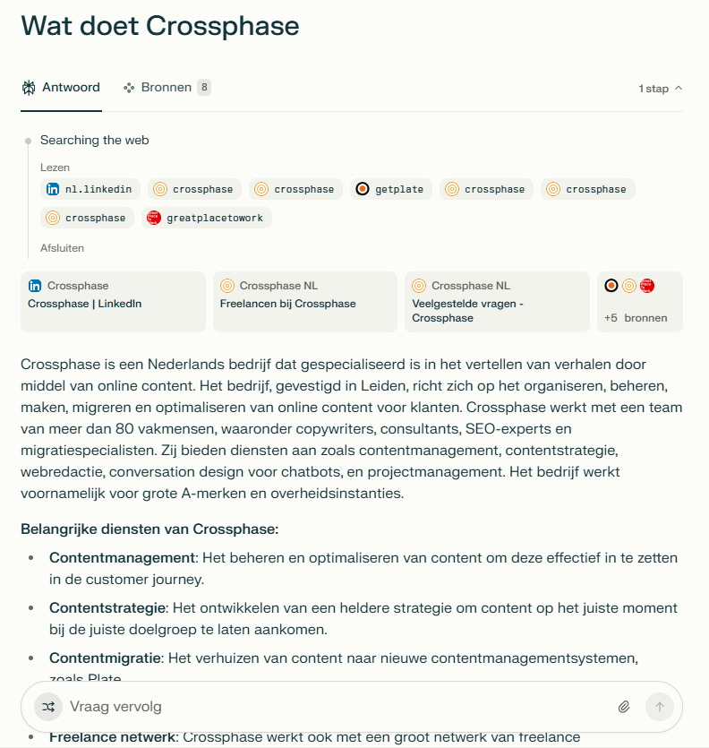 Wat doet Crossphase? Als vraag gesteld in Perplexity